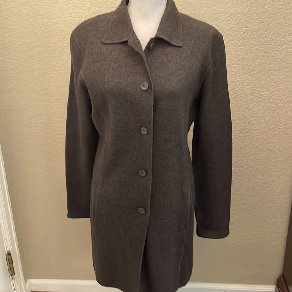 Herman Geist army green lightweight wool coat. Size S